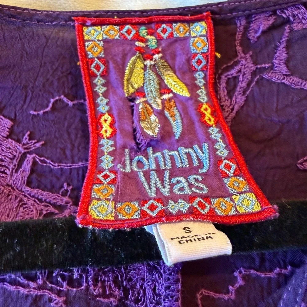 Johnny Was Horses Purple Shift Tunic Dress Women’s Small